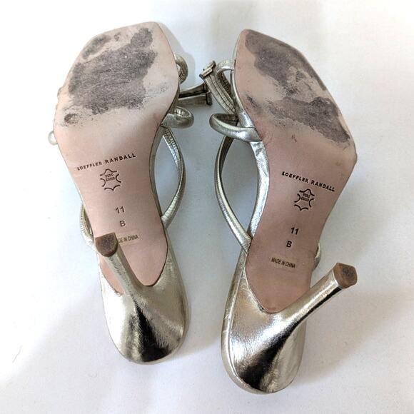 Loeffler Randall Margi Champagne Bow Heels Sandals Strappy Gold Size 11 Preowned - Picture 8 of 12